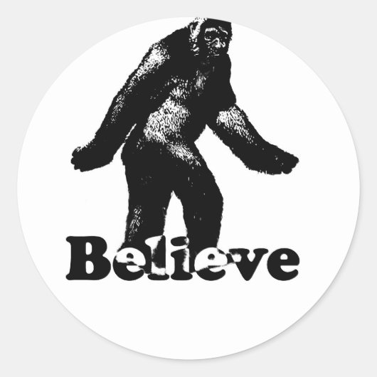 Bigfoot Believe Ronde Sticker (Voorkant)