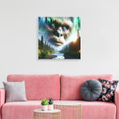 Bigfoot, Bergen, Rivier en Bos Canvas Afdruk (Insitu (Woonkamer))
