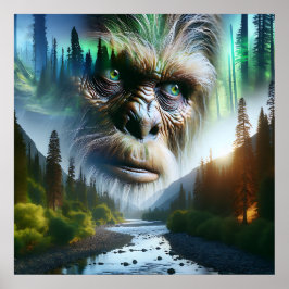 Bigfoot, Bergen, Rivier en Bos Poster