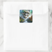 Bigfoot, Bergen, Rivier en Bos Vierkante Sticker (Tas)