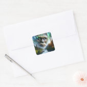 Bigfoot, Bergen, Rivier en Bos Vierkante Sticker (Envelop)