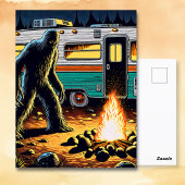 Bigfoot bij Campfire en Retro Rv Briefkaart