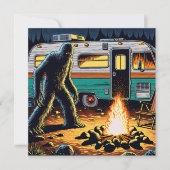 Bigfoot bij Campfire en Retro Rv Kaart (Voorkant)