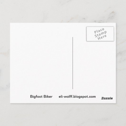 Bigfoot Biker Briefkaart (Achterkant)