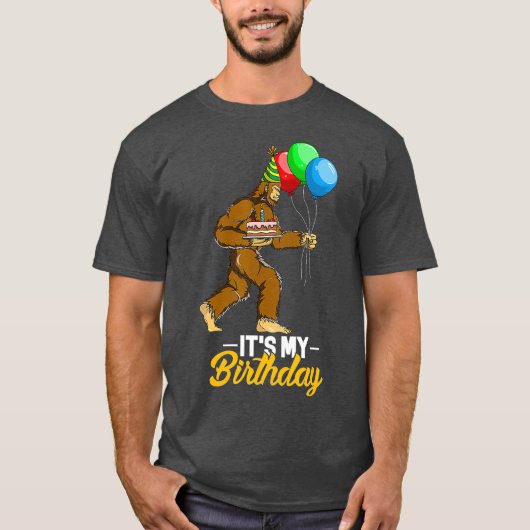 Bigfoot Birthday Cake Balloons Sasquatch Yeti T-shirt (Voorkant)