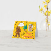 Bigfoot Birthday Gekke Funny Folding Kaart (Gele Bloem)