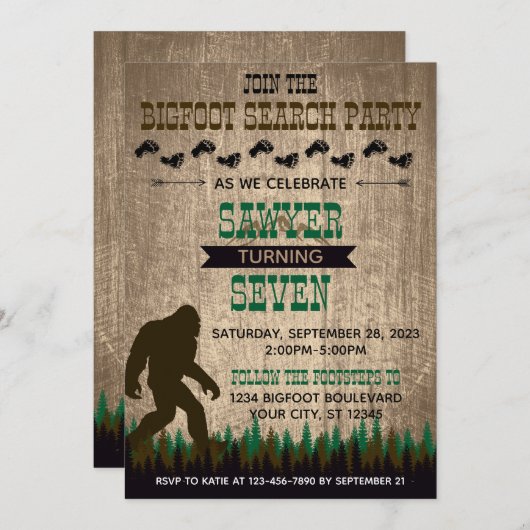 Bigfoot Birthday Uitnodiging (Voorkant / Achterkant)