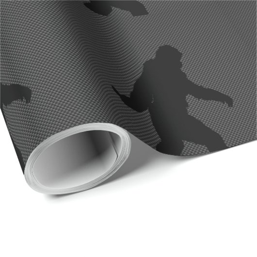 Bigfoot Black Silhouette Carbon Fiber Style Cadeaupapier (Rol Hoek)