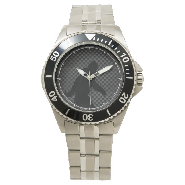 Bigfoot Black Silhouette Carbon Fiber Style Horloge (Voorkant)