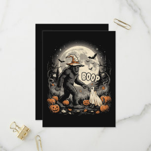 Bigfoot Boop Hond Retro Halloween Sasquatch Uitnodiging Briefkaart