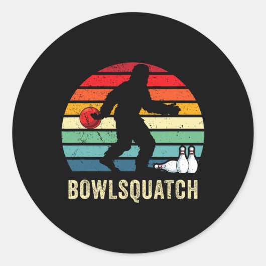 Bigfoot Bowling Gift Sasquatch Gifts Bowler Byll P Ronde Sticker (Voorkant)