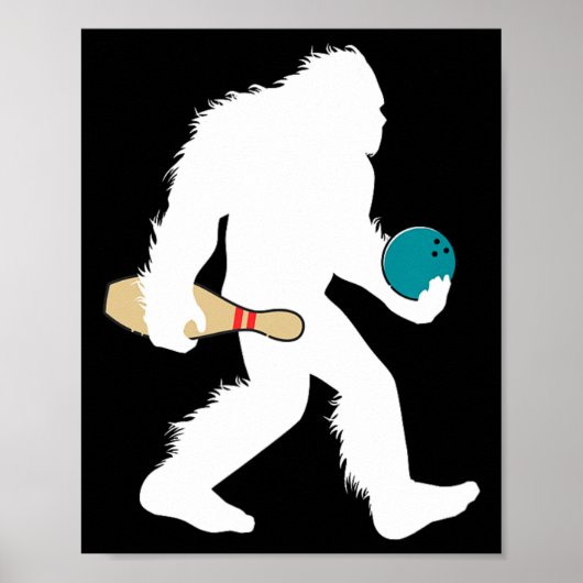 Bigfoot Bowling Grappige Sportbaan Sasquatch Bowle Poster (Voorkant)