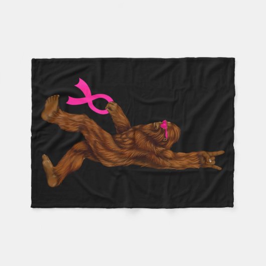 Bigfoot Breast Cancer Funny Sasquatch Nk Ribbon Fleece Deken (Voorkant (Horizontaal))
