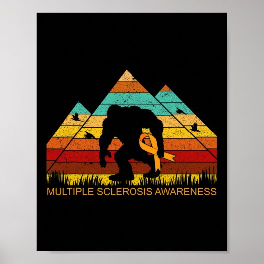 Bigfoot Bring Multiple Sclerosis Ribbon Fun Poster (Voorkant)