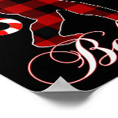 Bigfoot Buffalo Plaid Believe Candy Cane Christmas Poster (Hoek)