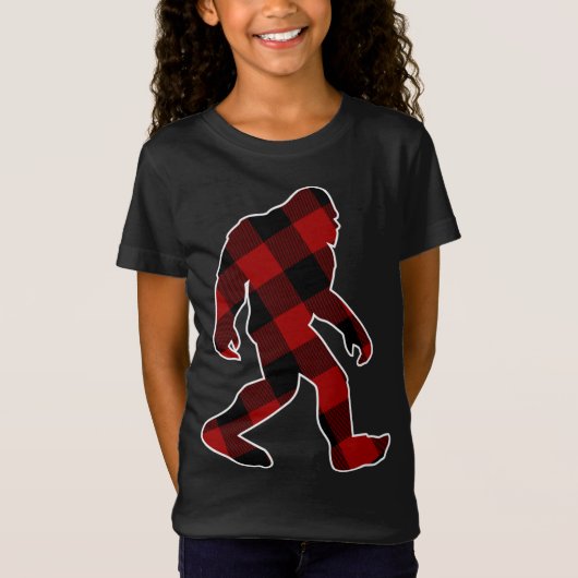 Bigfoot Buffalo Plaid Kerstmis T-shirt (Voorkant)