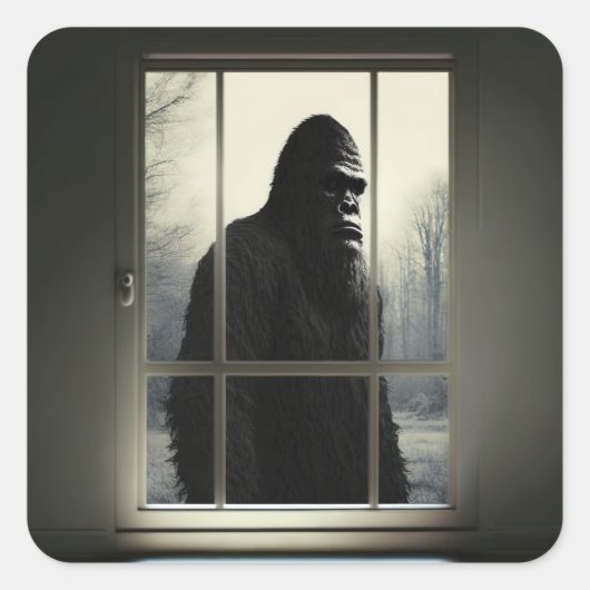 Bigfoot buiten mijn raam! vierkante sticker (Voorkant)