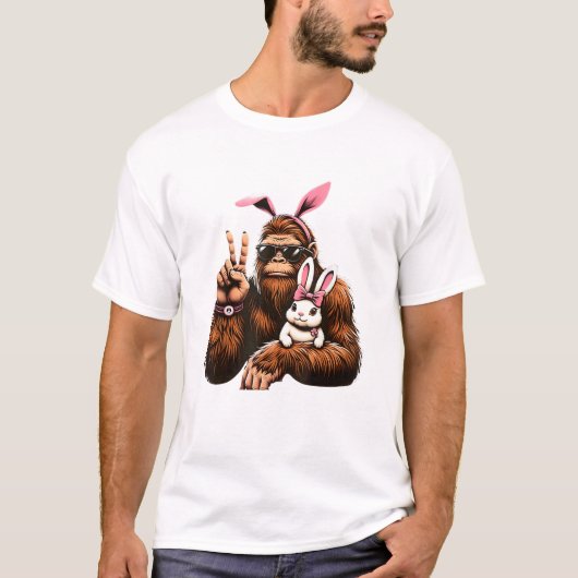 Bigfoot Bunny Grappig Pasen Sasquatch T-shirt (Voorkant)