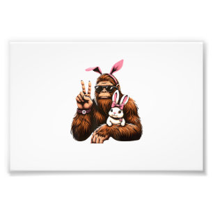 Bigfoot Bunny Grappig Pasen Sasquatch T-Shirt Foto Afdruk