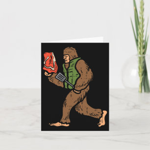 Bigfoot Byrbecue BBQ Sasquatch Vlees Grillen Vrouw Kaart