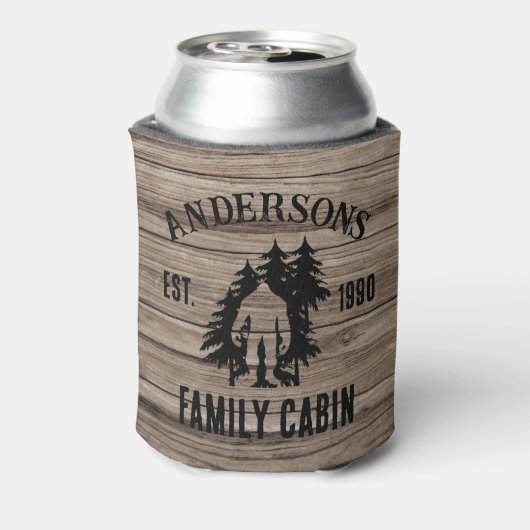 Bigfoot Cabin rustieke houten familie aangepaste n Blikjeskoeler (Blikje Achterkant)