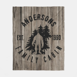 Bigfoot Cabin rustieke houten familie aangepaste n Fleece Deken