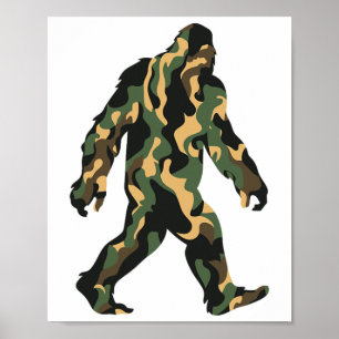 Bigfoot Camo Sasquatch Buiten Kamperen Heren Dames Poster