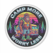 Bigfoot Camping-Kamp Meer Worry Minder Sticker (Voorkant)