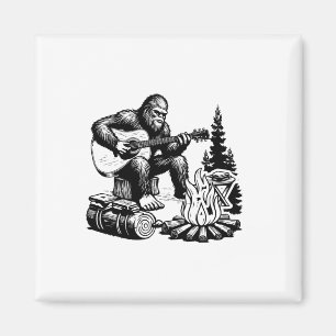 Bigfoot Camping Smore Rock Bigfoot Gitaar spelend  Magneet