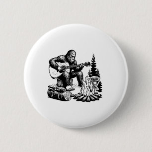 Bigfoot Camping Smore Rock Bigfoot Gitaar spelend  Ronde Button 5,7 Cm