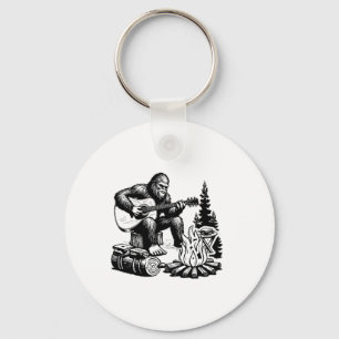 Bigfoot Camping Smore Rock Bigfoot Gitaar spelend Sleutelhanger