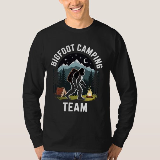 Bigfoot Camping Team Shirt, Funny Sasquatch Campfi T-shirt (Voorkant)