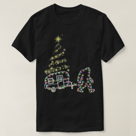 Bigfoot Camping Trailer Kerstmis Light Camper Xma T-shirt (Design voorkant)