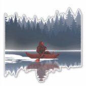 Bigfoot Canoeing in The Wilderness Funny Sticker (Voorkant)