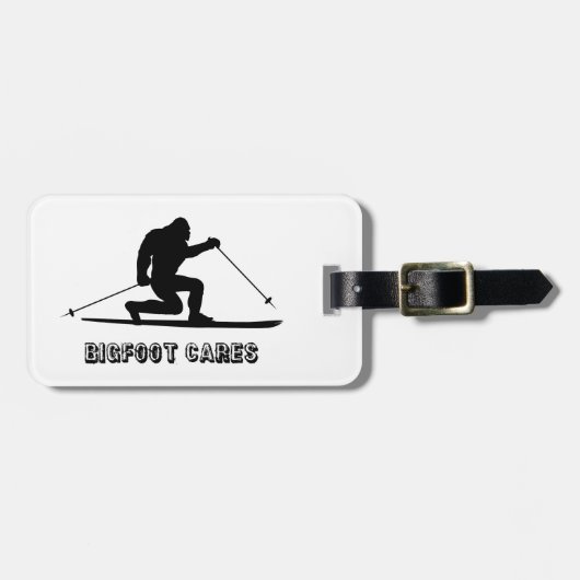 Bigfoot Cares Telemark Skiing Bagagelabel (Voorkant horizontaal)