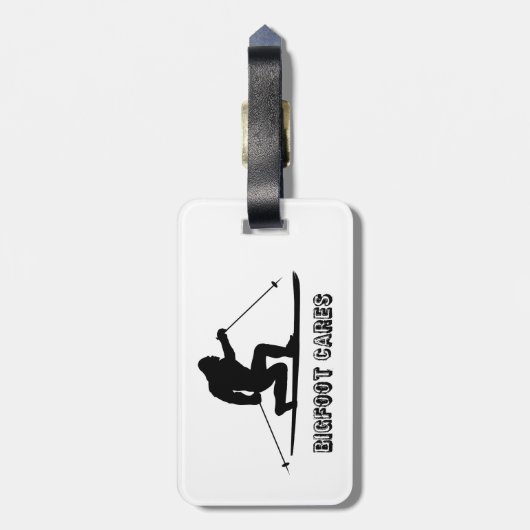 Bigfoot Cares Telemark Skiing Bagagelabel (Achterkant verticaal)