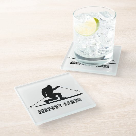 Bigfoot Cares Telemark Skiing Glazen Onderzetter (Schuin)