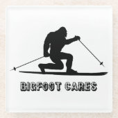 Bigfoot Cares Telemark Skiing Glazen Onderzetter (Voorkant)