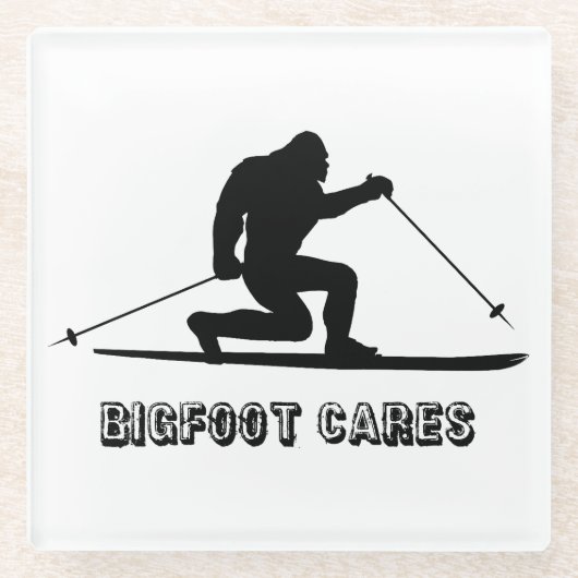 Bigfoot Cares Telemark Skiing Glazen Onderzetter (Voorkant)