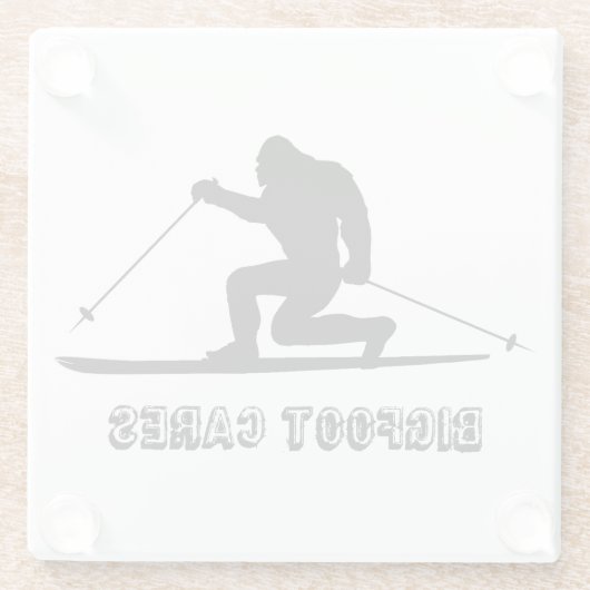 Bigfoot Cares Telemark Skiing Glazen Onderzetter (Achterkant)