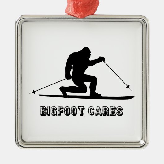 Bigfoot Cares Telemark Skiing Metalen Ornament (Voorkant)