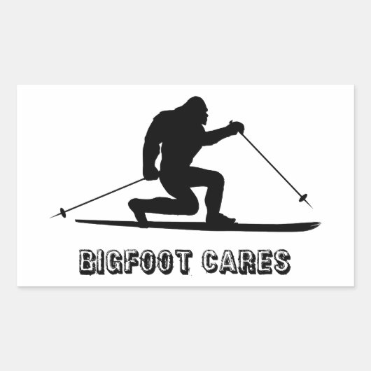 Bigfoot Cares Telemark Skiing Rechthoekige Sticker (Voorkant)