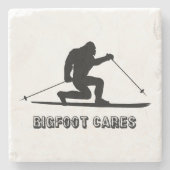 Bigfoot Cares Telemark Skiing Stenen Onderzetter (Voorkant)