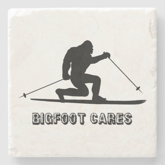 Bigfoot Cares Telemark Skiing Stenen Onderzetter (Voorkant)
