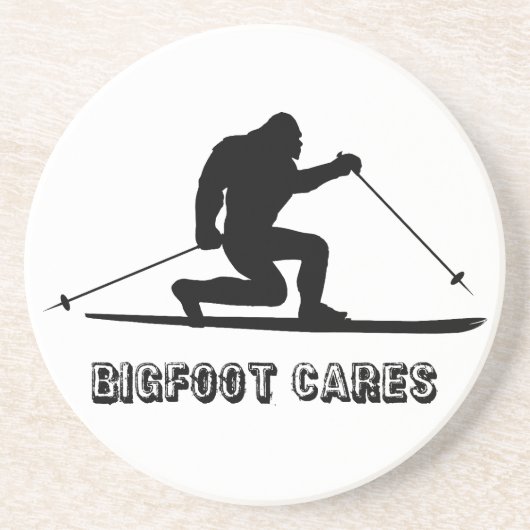 Bigfoot Cares Telemark Skiing Zandsteen Onderzetter (Voorkant)