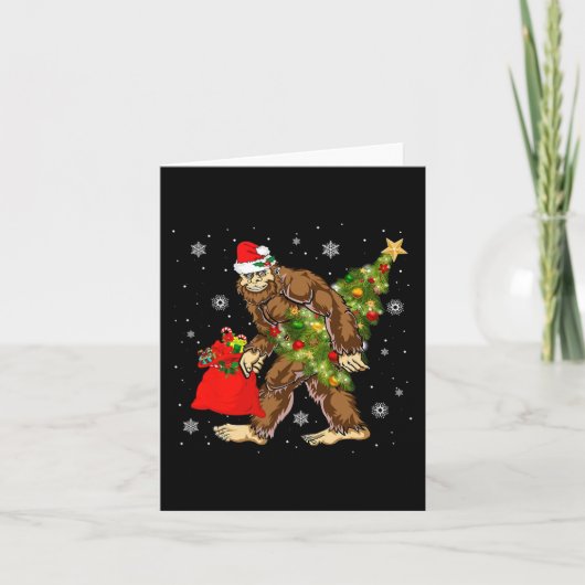 Bigfoot Carrier met kerstboom Sasquatch Believer Kaart (Voorkant)