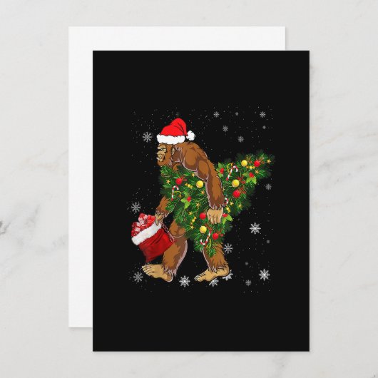 Bigfoot Carrier met kerstboom Sasquatch Believer Kaart (Voorkant / Achterkant)