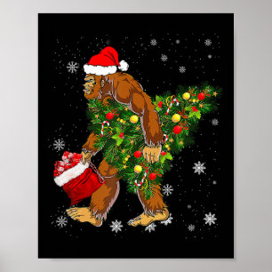 Bigfoot Carrier met kerstboom Sasquatch Believer Poster