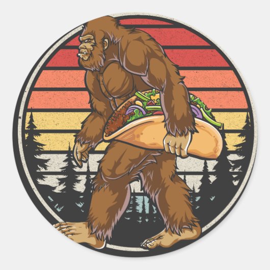Bigfoot Carrier Taco Ronde Sticker (Voorkant)