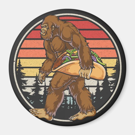 Bigfoot Carrying Taco Cirkel Magneet (Voorkant)